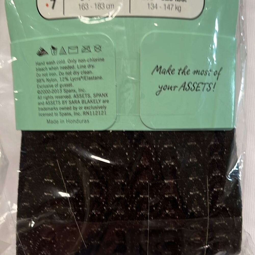 SPANX Assets Shaping Tights Textured Wish Bone Black Size 3 Flattens Smoothes - Picture 7 of 7